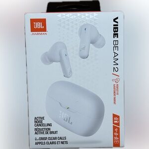 NWT JBL Vibe Beam 2 Bluetooth Earbuds - White
